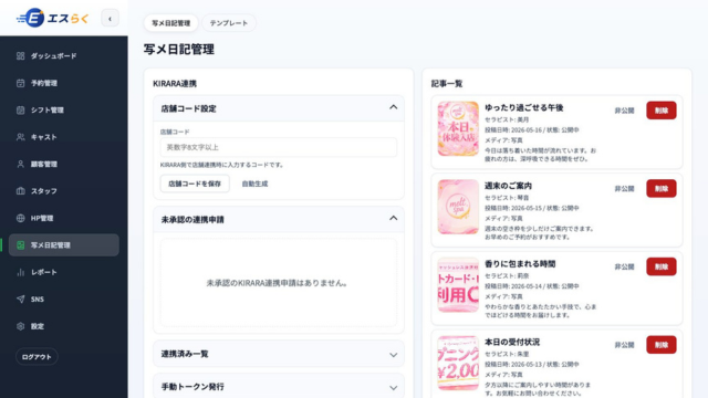 写メ日記機能の画面イメージ